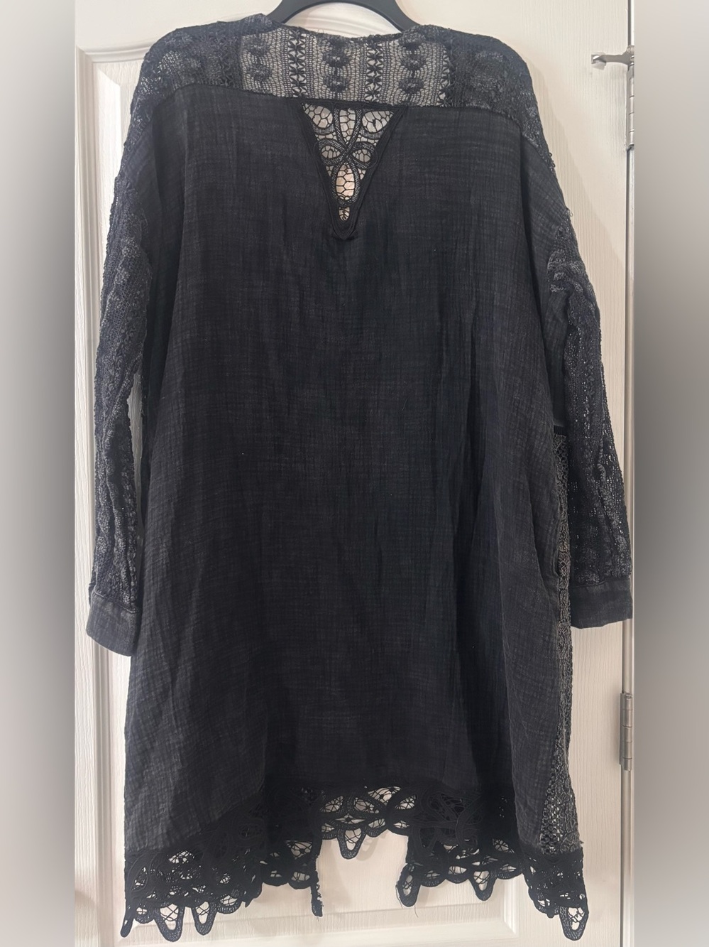 Blue Velvet Black Acid Wash Lace Duster NWT Medium - Picture 3 of 8